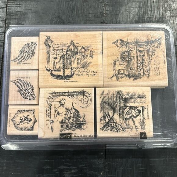 Stampin Up Travel Sketchbook Rubber Stamp Set 6 2006 Retired Craft Stationary - Picture 1 of 8